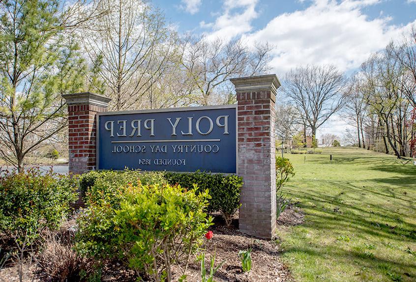 Poly Prep Dyker Heights Campus outdoor sign in spring